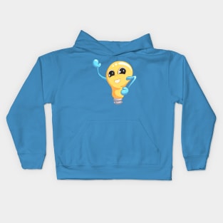 Cartoon Bright Idea Light Bulb Lightbulb Smiling and Waving Kids Hoodie